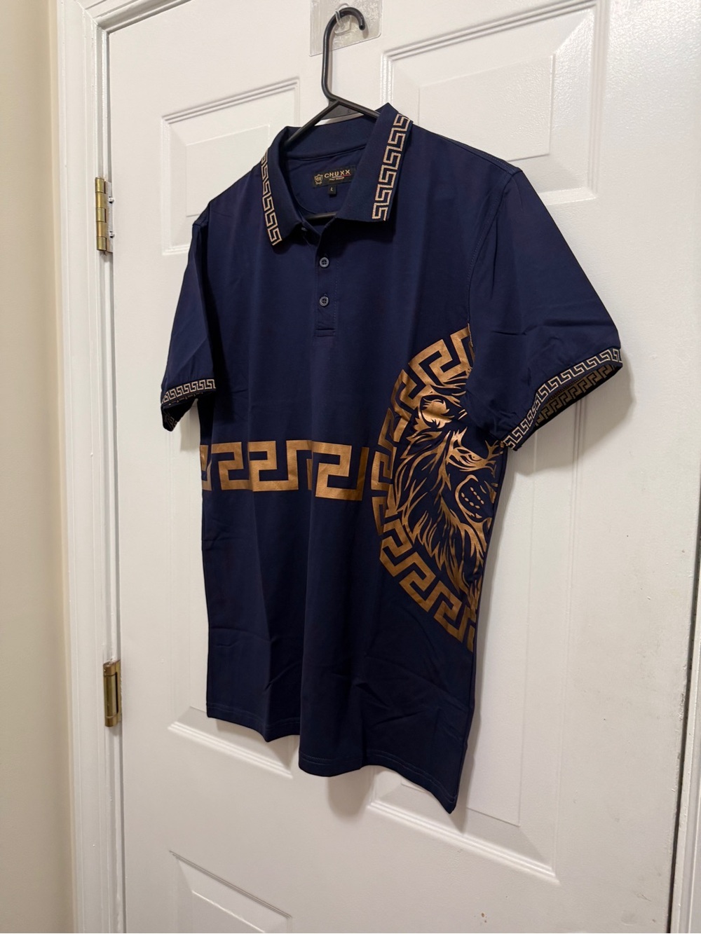 CHUXX  Italy style Men's Navy Polo Shirt with Gold Lion Print brand new